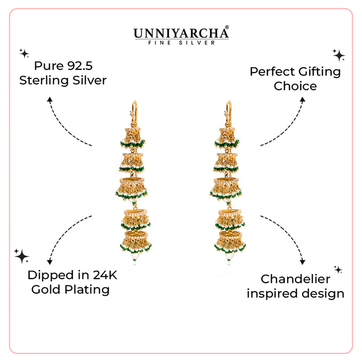 Silver Chandelier Bells Sui Dhaga Earrings