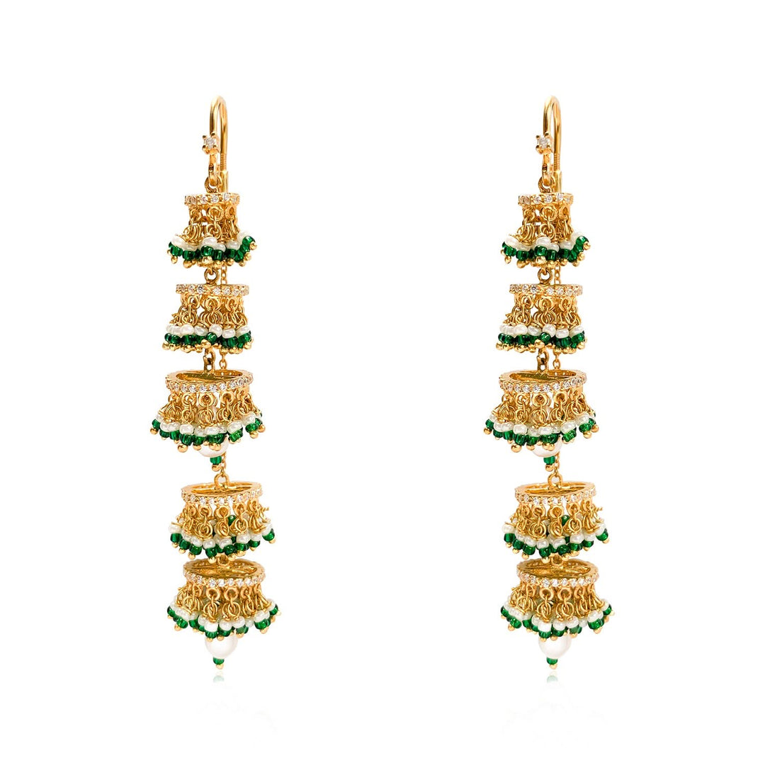 Silver Chandelier Bells Sui Dhaga Earrings