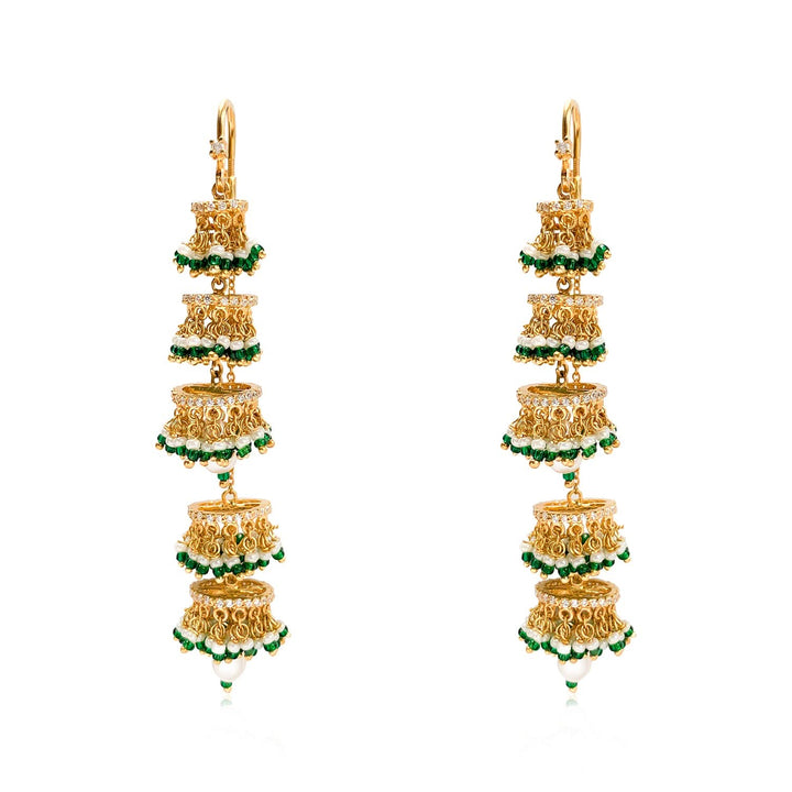 Silver Chandelier Bells Sui Dhaga Earrings