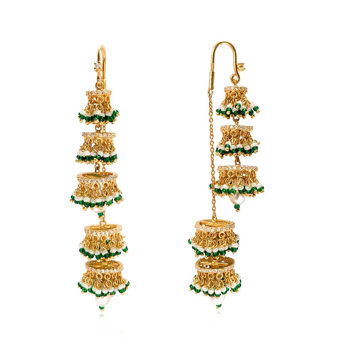 Silver Chandelier Bells Sui Dhaga Earrings