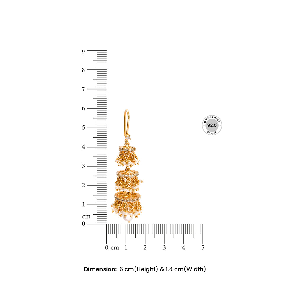 Silver Pearl Chandelier Earrings