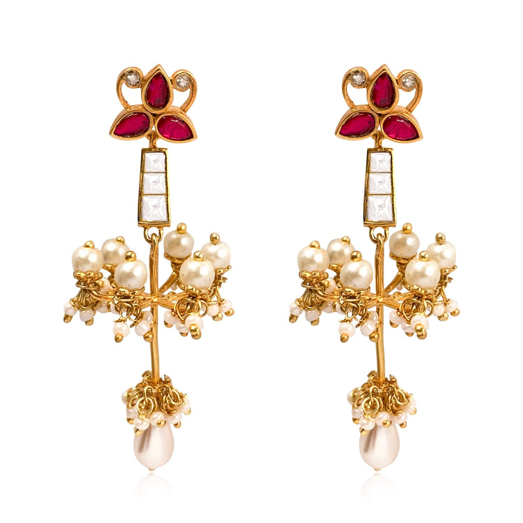 Silver Floral Chandelier Earrings