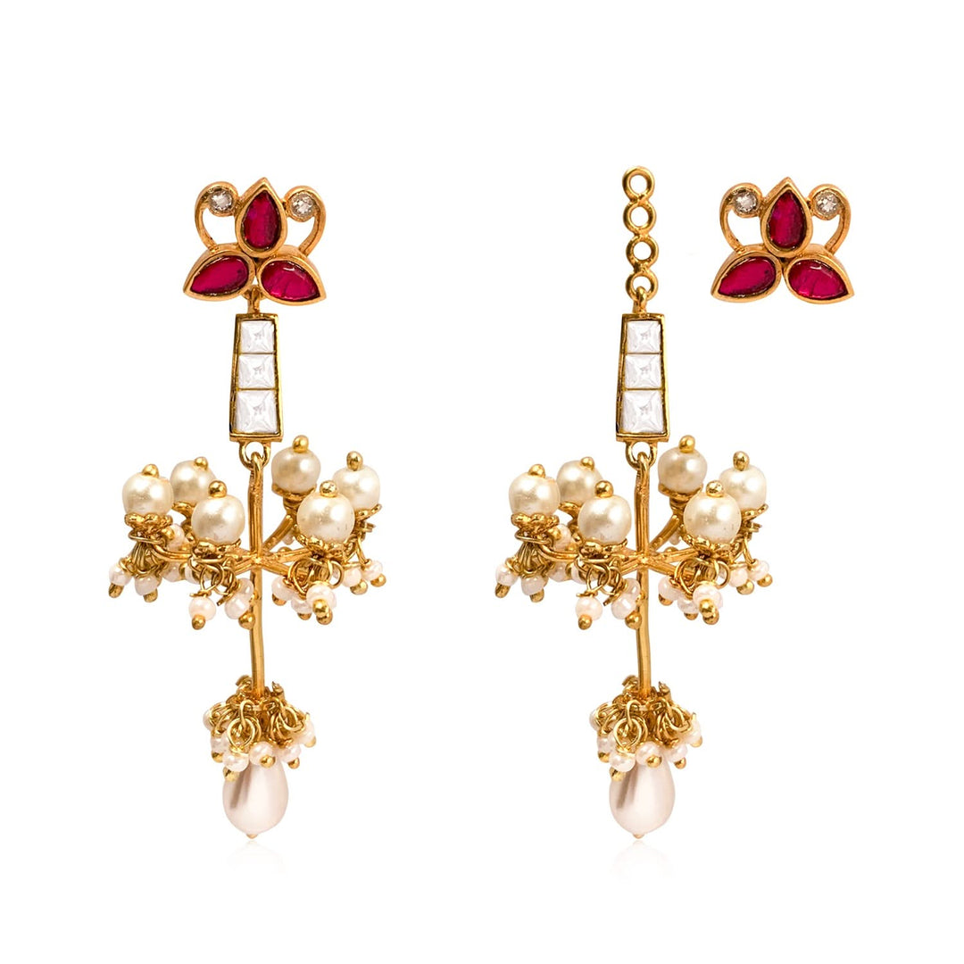 Silver Floral Chandelier Earrings