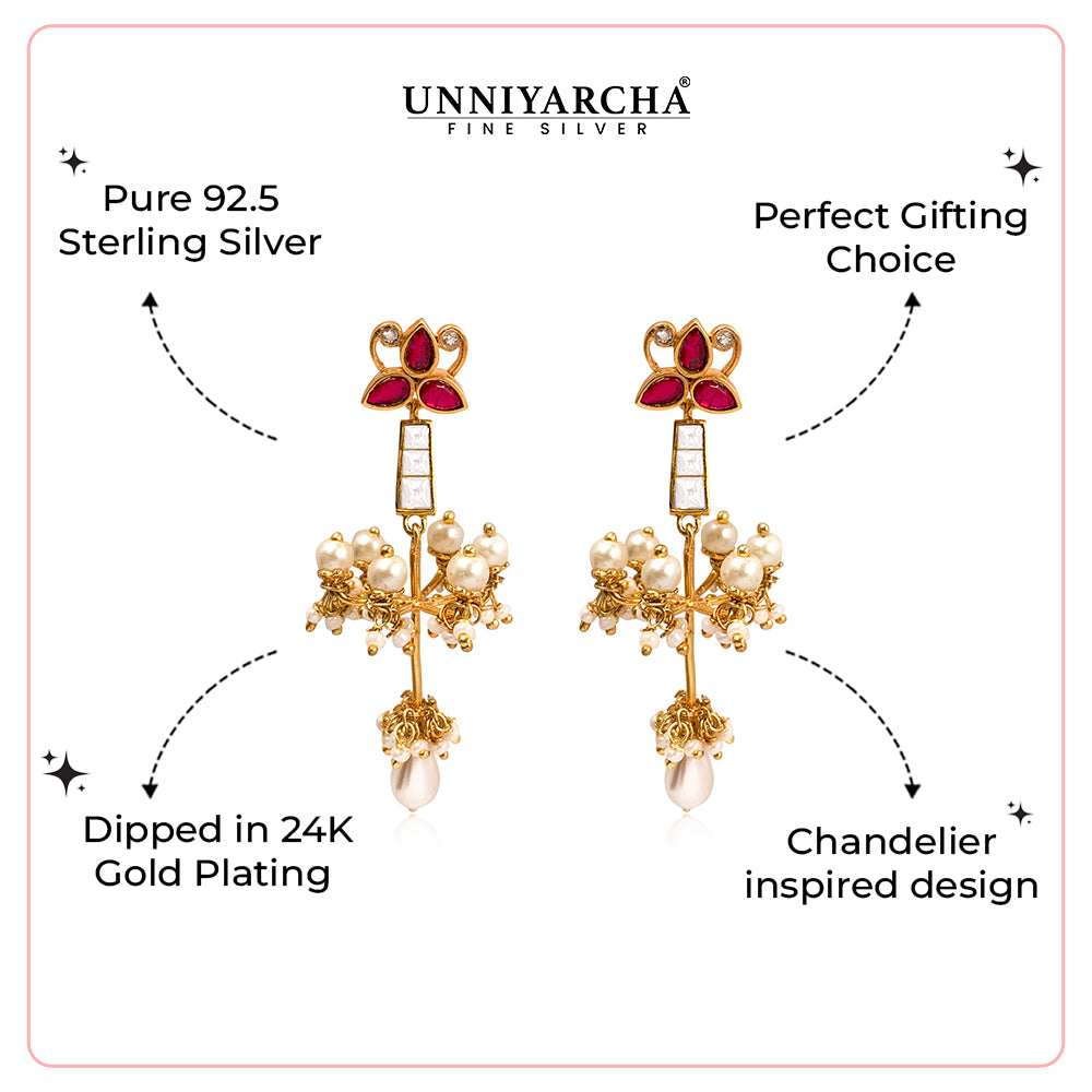 Silver Floral Chandelier Earrings