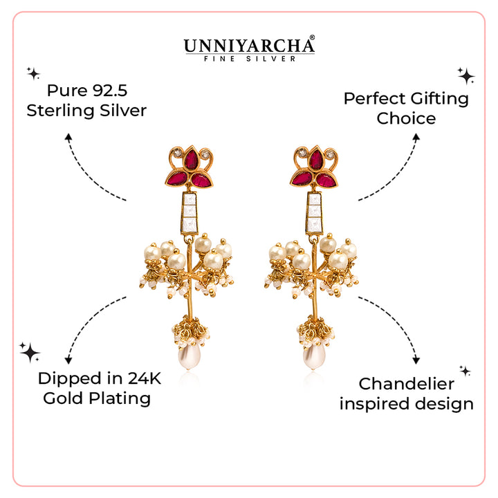 Silver Floral Chandelier Earrings