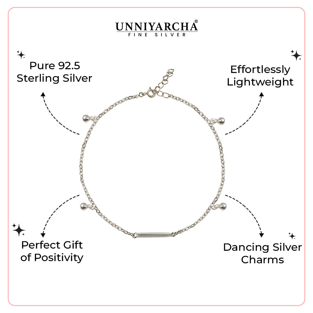 Minimal Pure 925 Silver Ball Charm Anklet