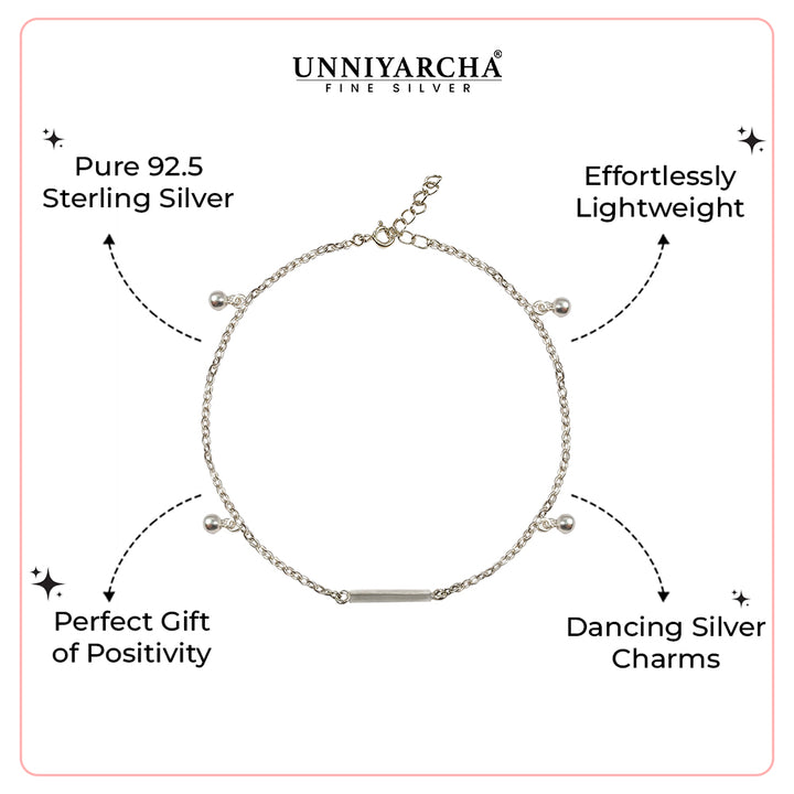 Minimal Pure 925 Silver Ball Charm Anklet