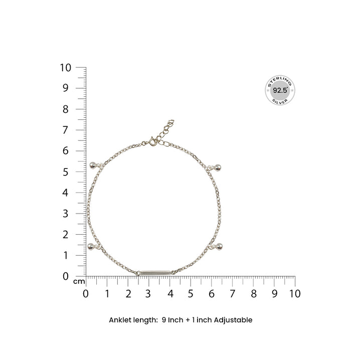 Minimal Pure 925 Silver Ball Charm Anklet