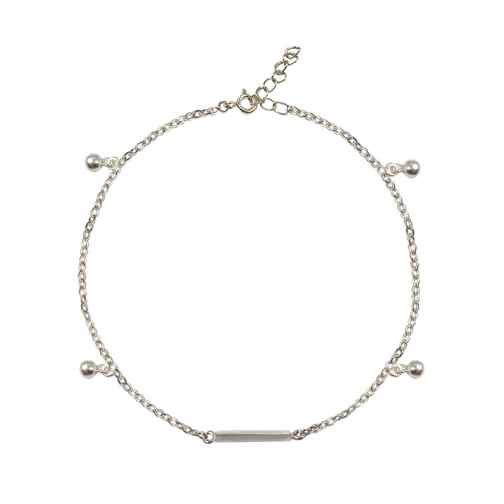Minimal Pure 925 Silver Ball Charm Anklet