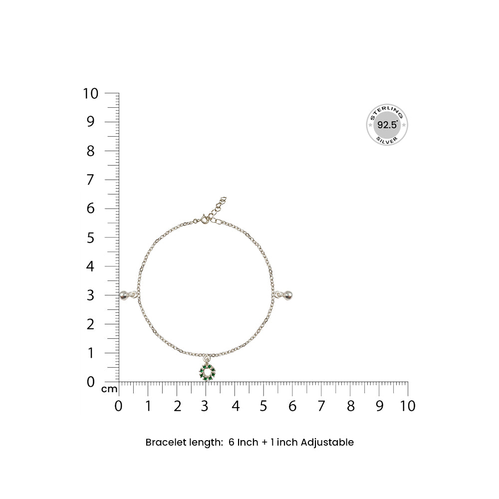 Green Charm 925 Silver Bracelet