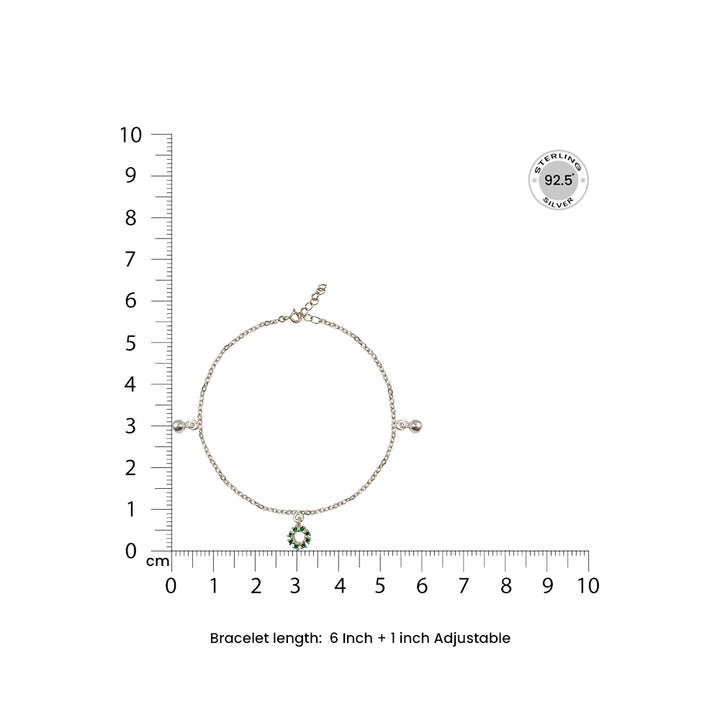Green Charm 925 Silver Bracelet