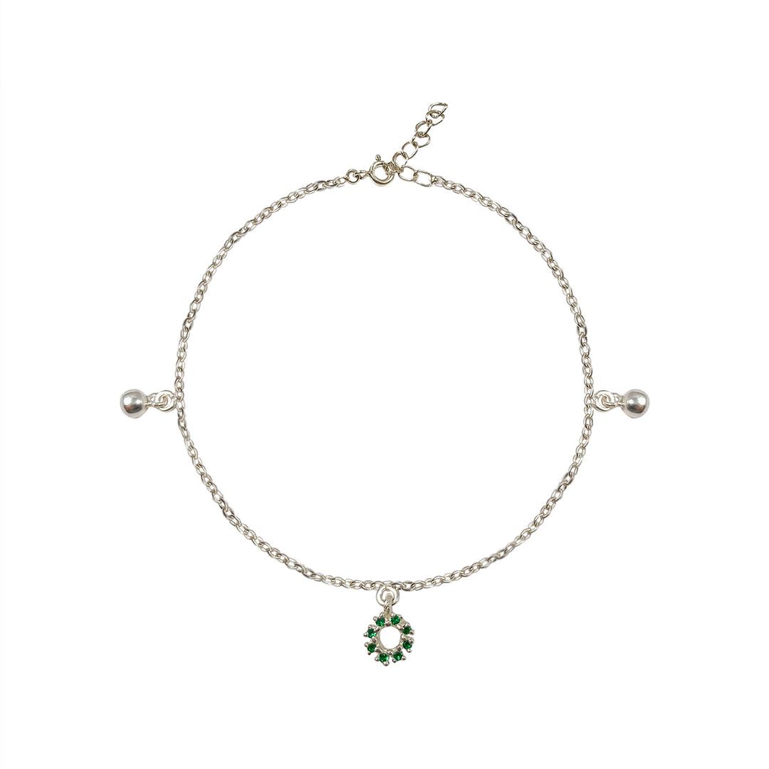 Green Charm 925 Silver Bracelet
