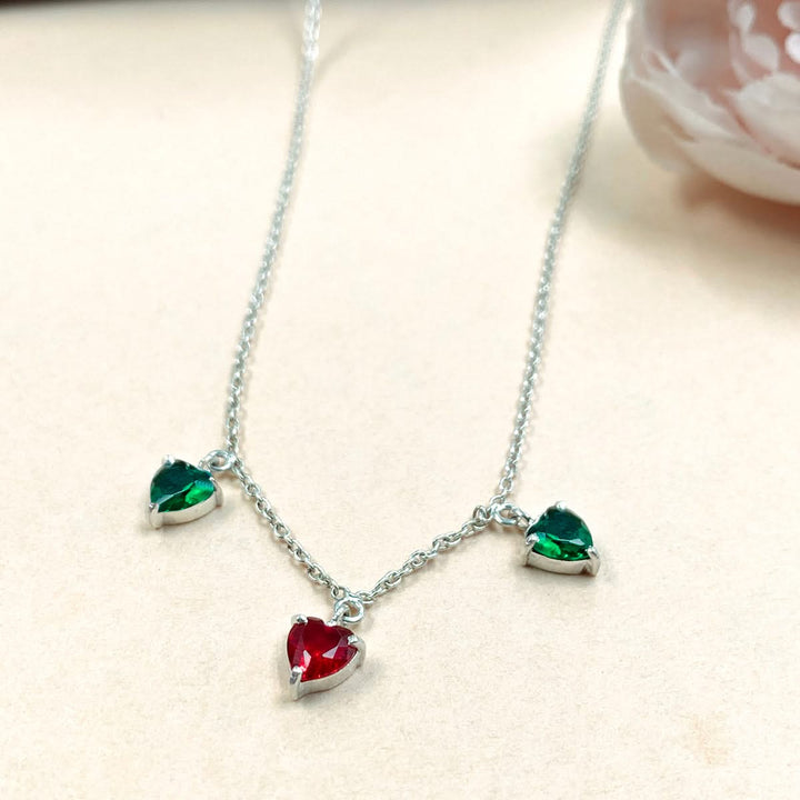 Falling Silver heart Necklace