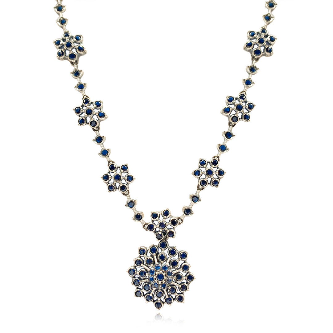 Silver 925 Sapphire Bloom Necklace