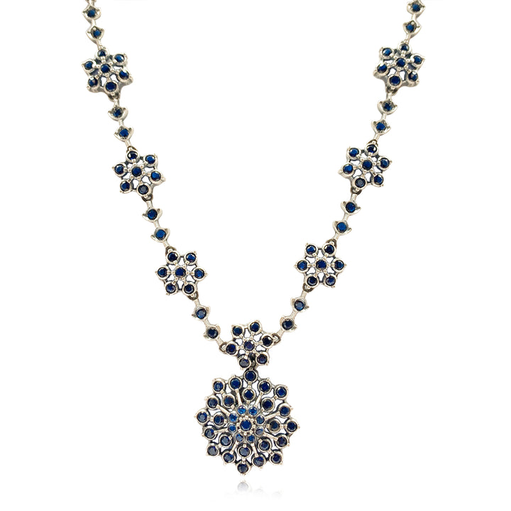 Silver 925 Sapphire Bloom Necklace