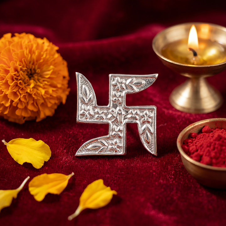 Silver swastika keepsake( medium )