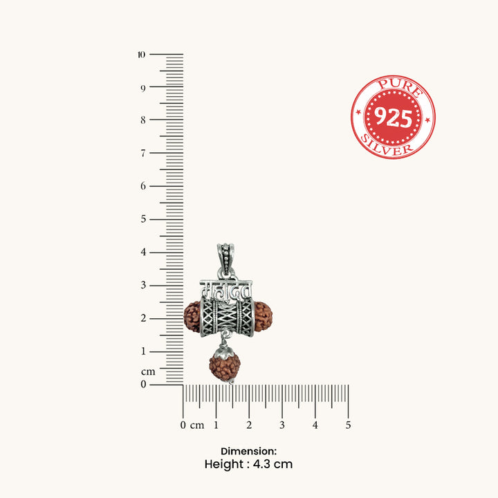 Silver 925 Mahadev Damru Rudraksha Pendant