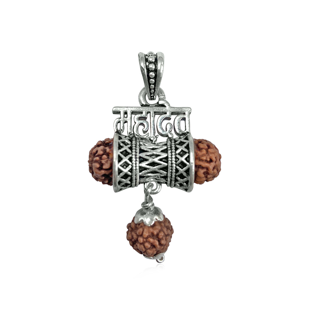 Silver 925 Mahadev Damru Rudraksha Pendant