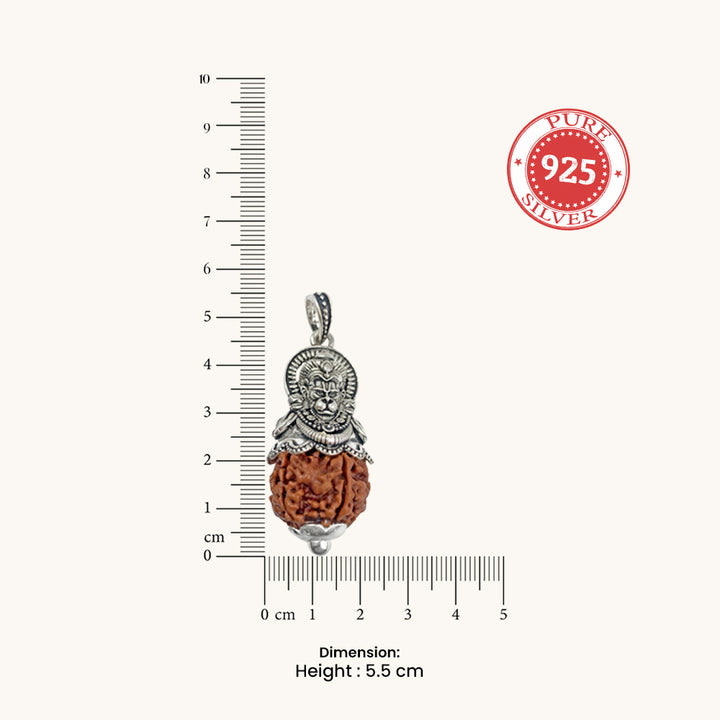 Silver Lord Hanuman Rudraksha Pendant