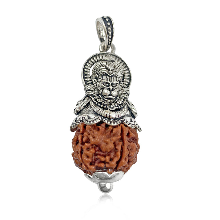 Silver Lord Hanuman Rudraksha Pendant