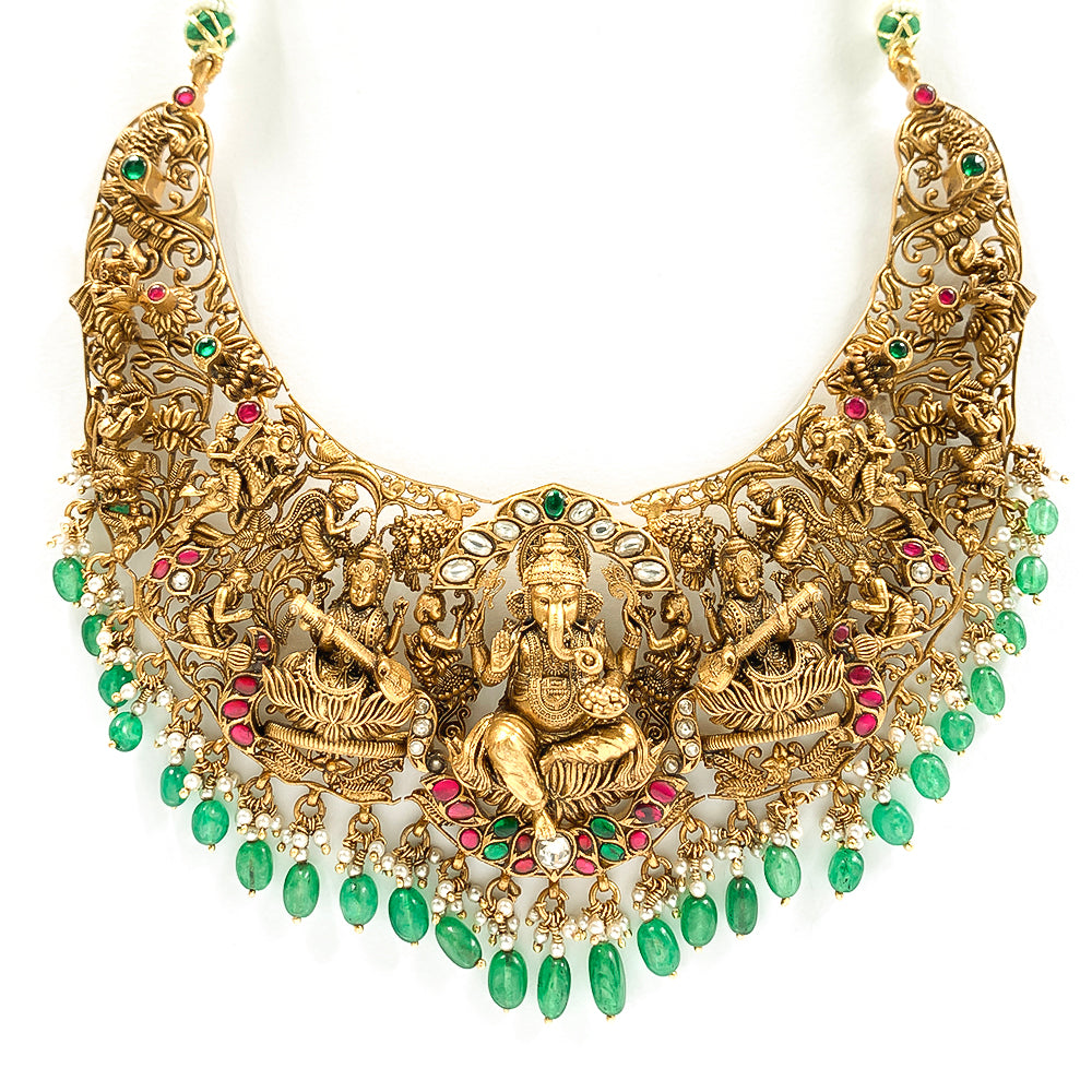 Pure 925 Silver Ganpati Temple Haaram