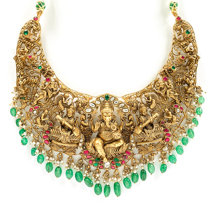 Pure 925 Silver Ganpati Temple Haaram