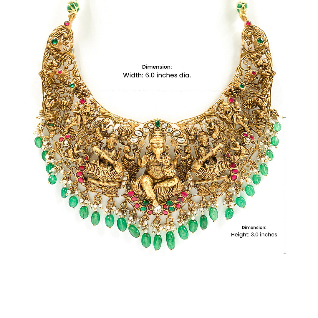 Pure 925 Silver Ganpati Temple Haaram