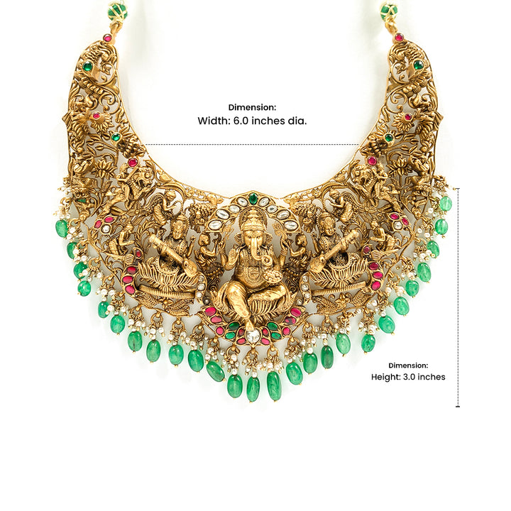 Pure 925 Silver Ganpati Temple Haaram