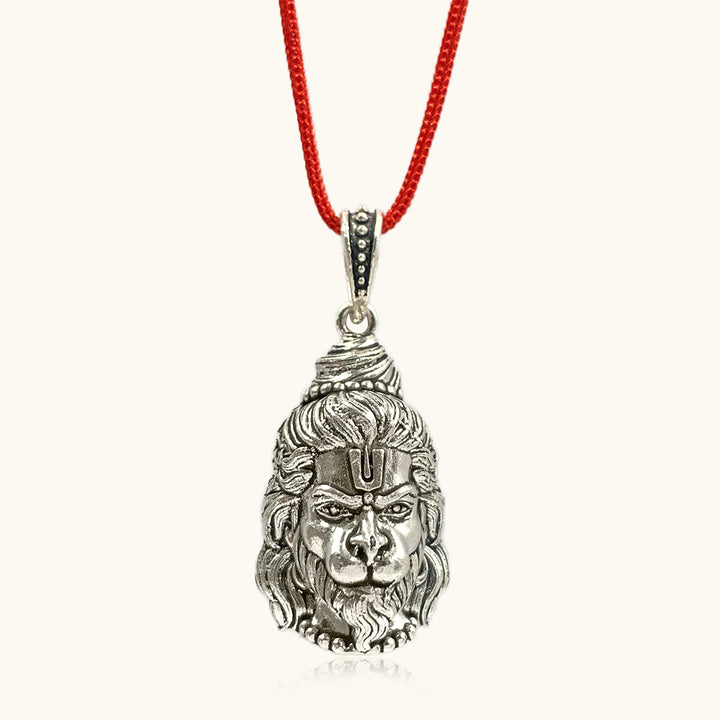 Silver Shiv Ji & Hanuman Ji Reversible Pendant