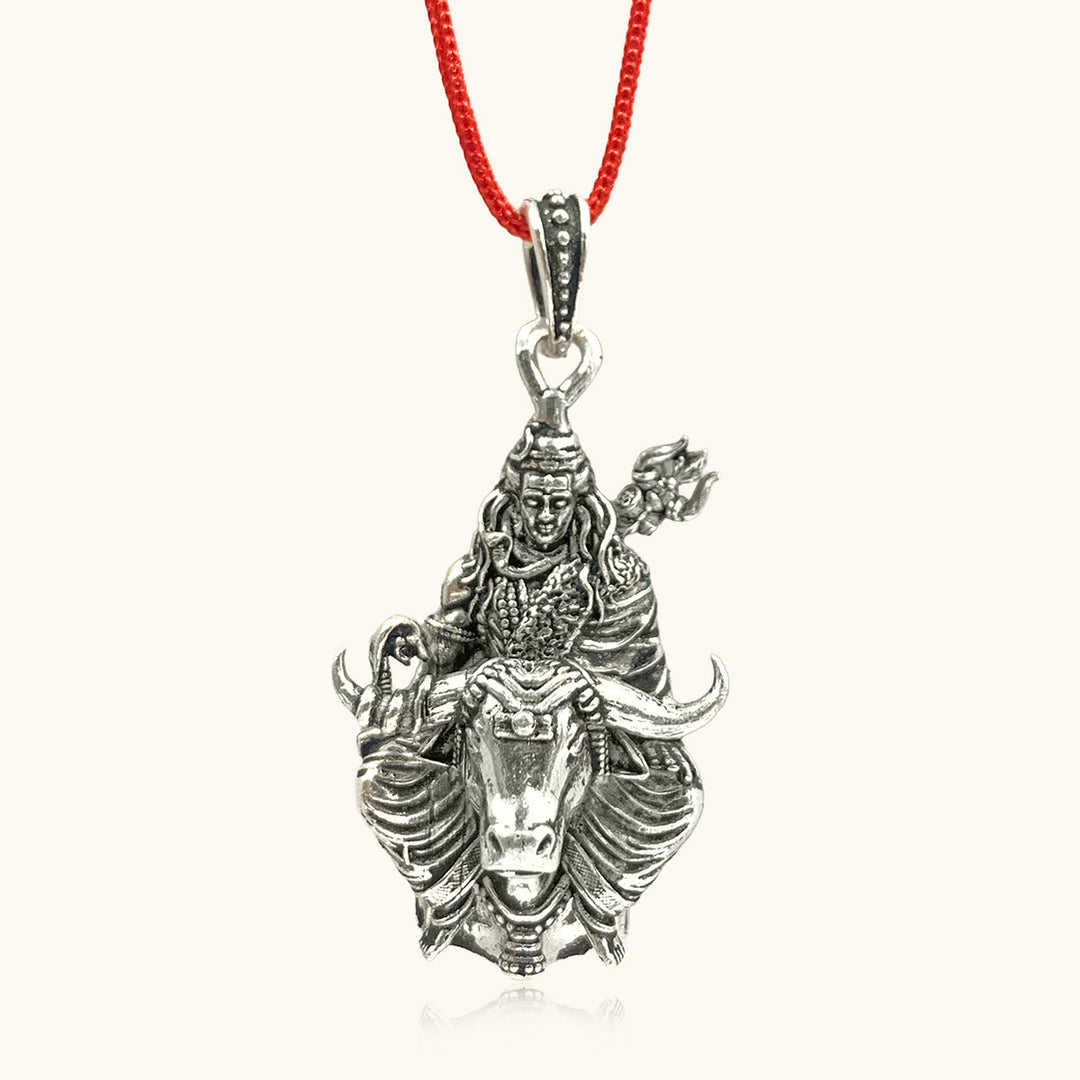 Silver Shiva with Nandi Pendant