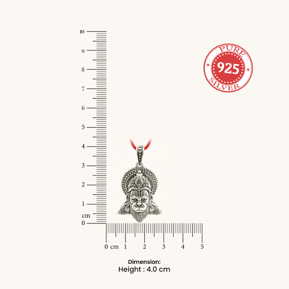 Silver Veer Hanumanji pendant