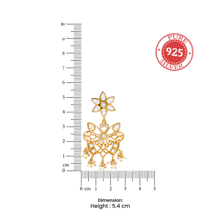 Silver Kundan Butterfly Earrings