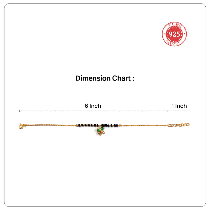 Silver Green Butterfly Mangalsutra Bracelet