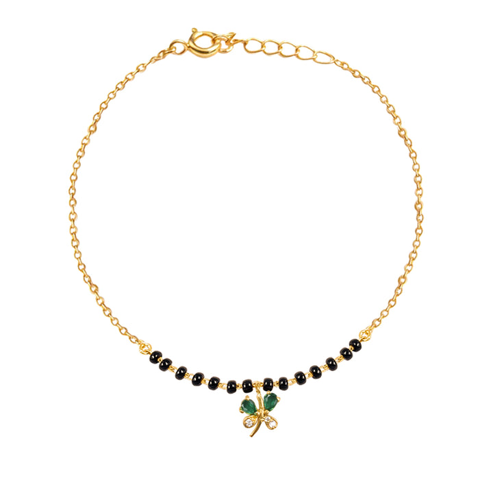Silver Green Butterfly Mangalsutra Bracelet