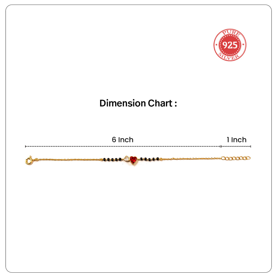 Silver Soulmate Heart Mangalsutra Bracelet