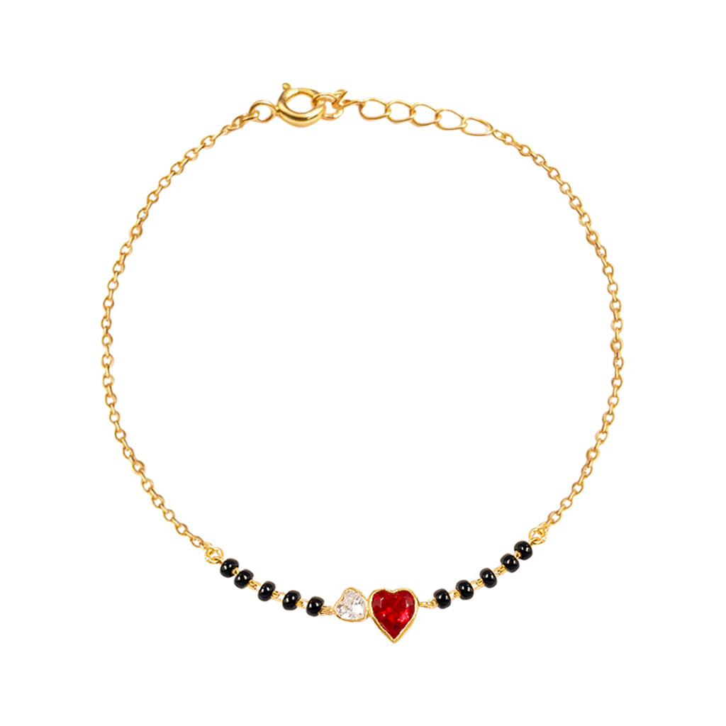 Silver Soulmate Heart Mangalsutra Bracelet