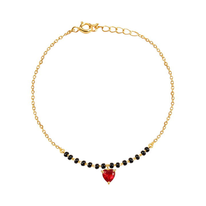 Silver Red Heart Mangalsutra Bracelet