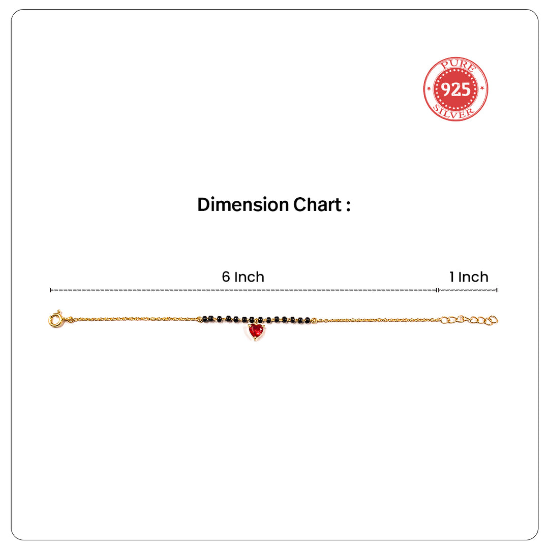Silver Red Heart Mangalsutra Bracelet