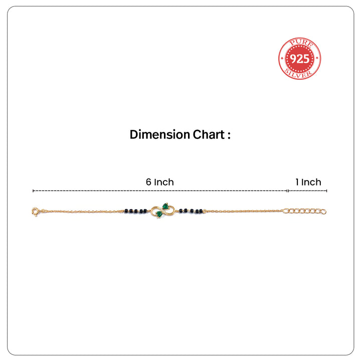 Silver Twin Heart Mangalsutra Bracelet