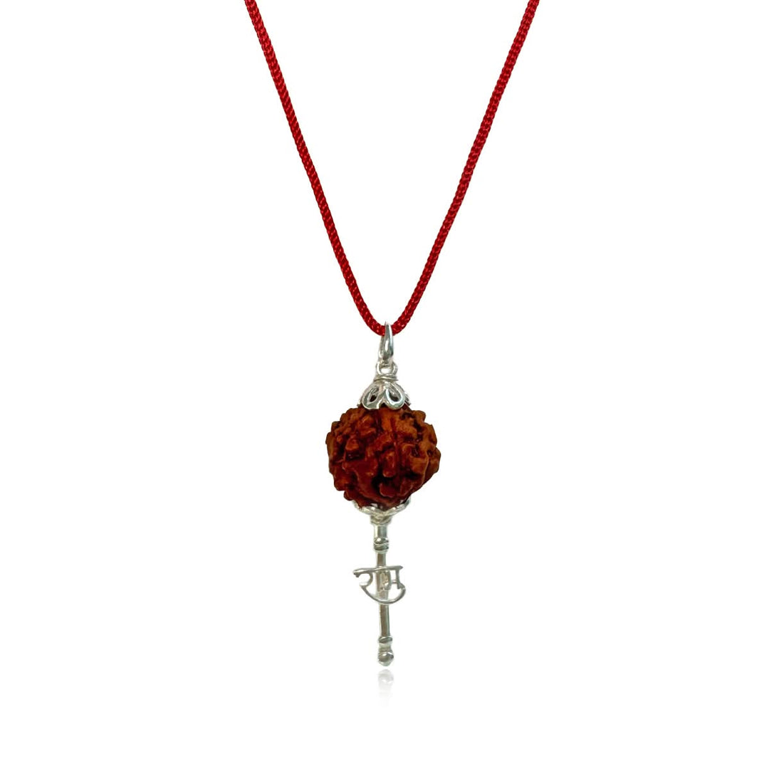 925 Pure Silver Hanuman Rudraksha Pendant with Sacred Red Thread