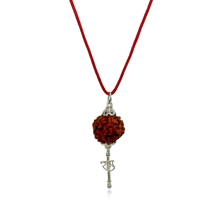 925 Pure Silver Hanuman Rudraksha Pendant with Sacred Red Thread
