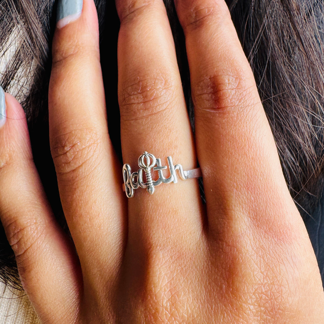925 Pure Silver Faith Hanuman Gada Adjustable Ring