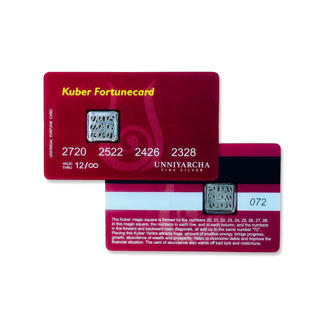 Kuber Fortunecard - 925 Sterling Silver Kuber Yantra (Wallet Card)