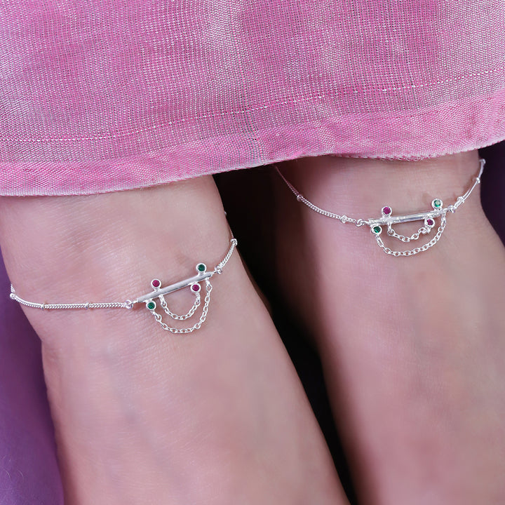 Silver Intertwined anklet