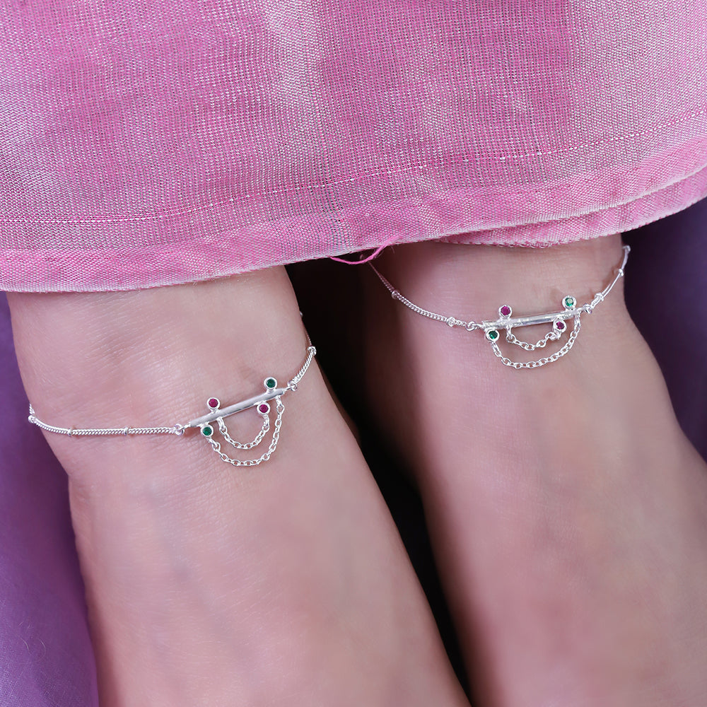 Silver Intertwined anklet