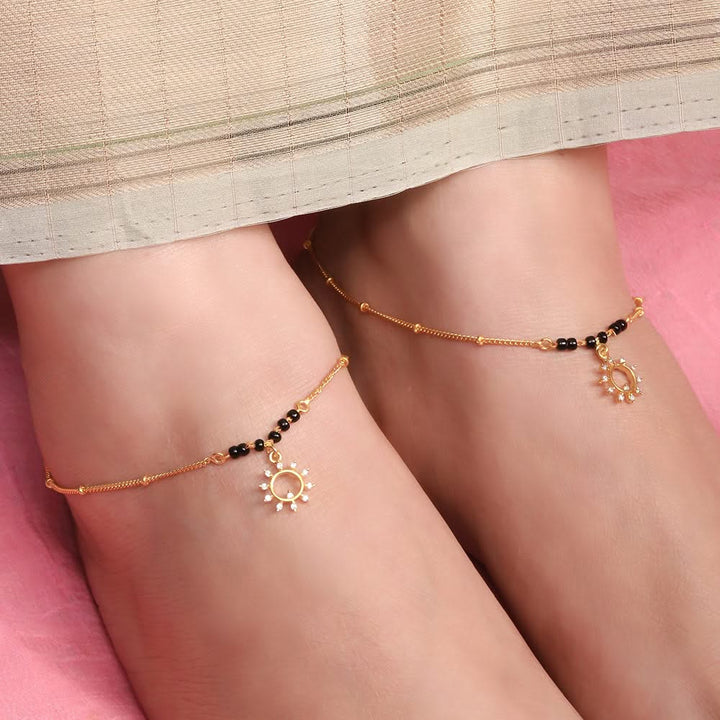 92.5 Sterling Silver sun flame anklet