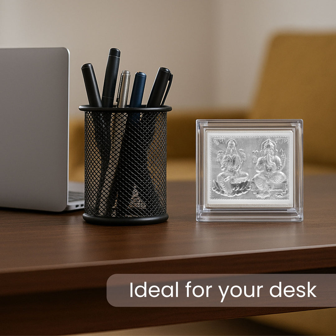 Sacred Pure 925 Silver Laxmi Ganesh Keepsake