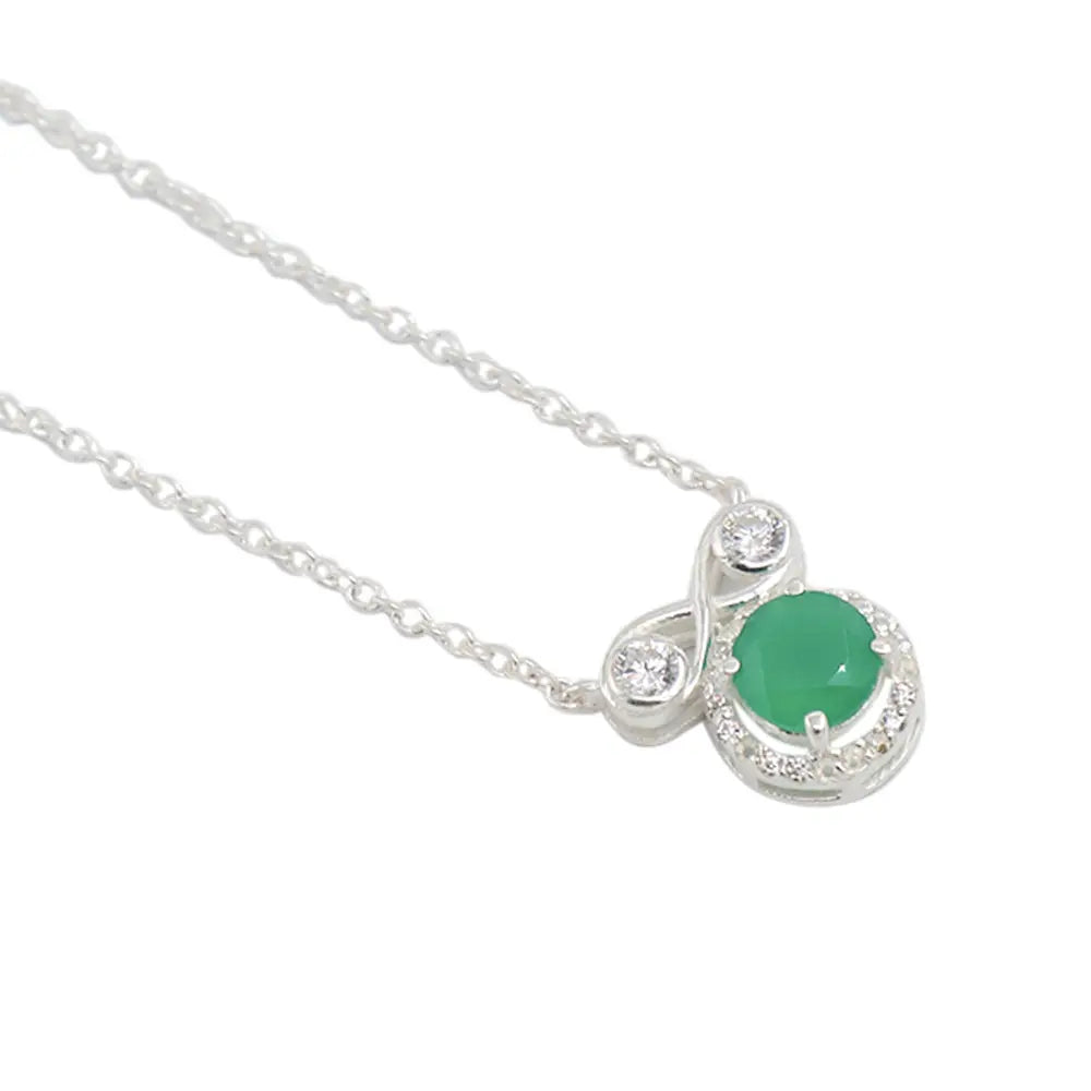 Infinity Silver 92.5 Green Mangalsutra Necklace