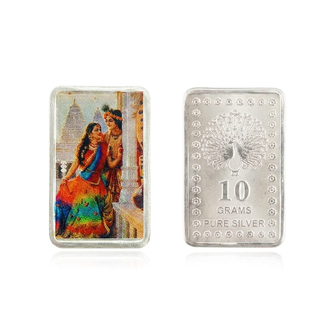 10 Gram 999 Pure Silver Bar Radha Krishna Color Print
