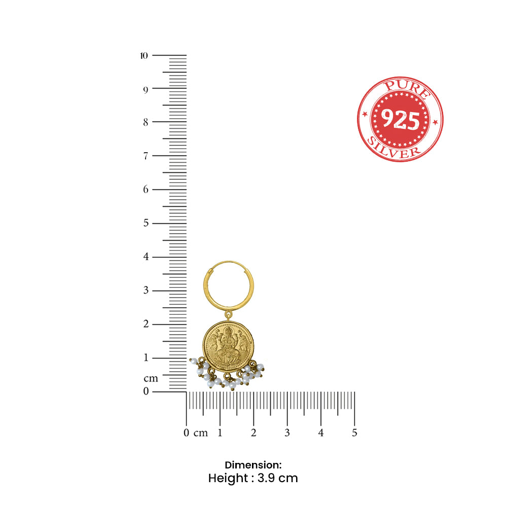 Lakshmi Silver Coin Hoops Earring